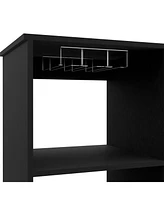 Depot E-shop Zircon Bar Cabinet, Twelve Built-in Wine Rack, Two Drawers, Black