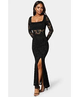 Bebe Women's Lace Illusion Maxi Dress