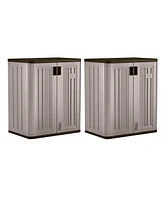 Suncast 9 Cu Ft Heavy Duty Resin Garage Base Storage Cabinet, Platinum (2 Pack)