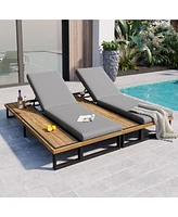 2 pieces Outdoor Chaise Lounge Chair Set with 5-Position Adjustable Backrest