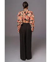 Jluxlabel Women's Floral Yvanna Ruffle Top