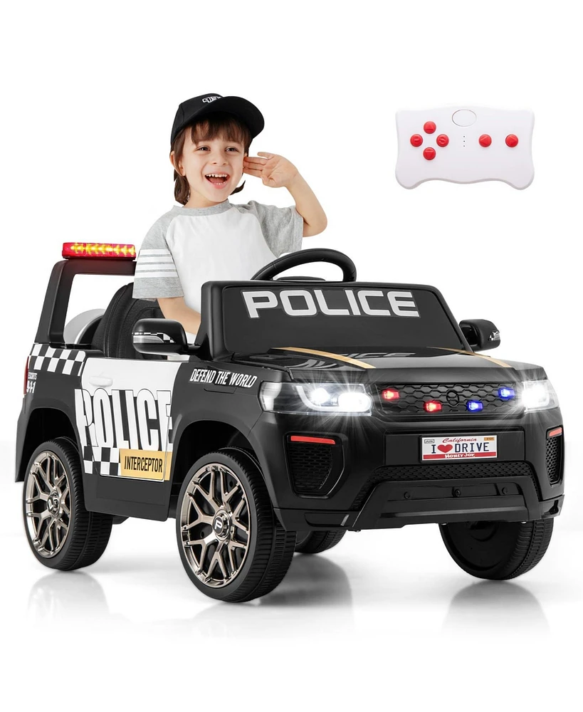 12V Kids Ride on Police Car with Remote and Siren Flashing Lights