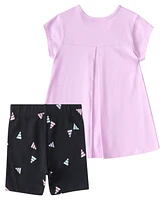 adidas Baby Girls 2-Piece Back Pleat T-Shirt and Bike Short Set