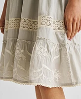 Reistor Women's Embroidered Drawstring Gathered Dress