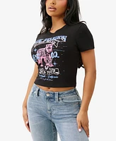 True Religion Women's Crystal Leopard Baby T-Shirt