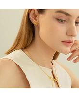 Sterling Silver 18k Gold Plated Colette Chic Bow Stud Earrings
