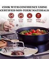 Alva Maestro Ceramic Nonstick Saute Frying Pan Skillet with Lid, Non-Toxic Oven Safe 3.5 Qt. Pan, Pfas, Pfoa & Ptfe Free, Compatible with All Cooktops