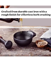 Alva Nori 4" Enameled Cast Iron Mortar and Pestle - 2-Cup Capacity with Textured Interior - Pfas-Free Heavy-Duty Spice Grinder