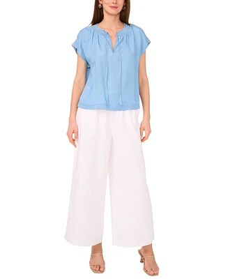 Vince Camuto Women's Shirred-Neck Cap-Sleeve Peasant Blouse