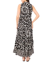 Vince Camuto Women's Printed Split-Neck Tiered Maxi Dress