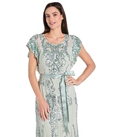R & M Richards Women's Short-Sleeve Sequined Gown