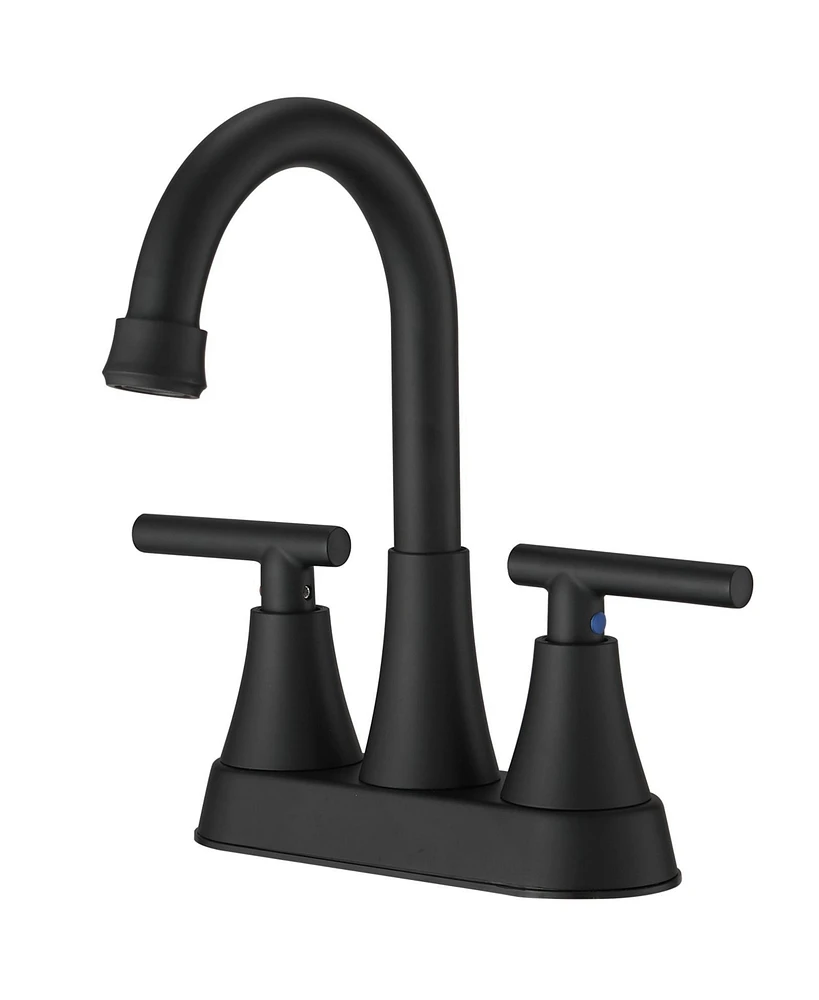 4 in. Centerset 2-Handle High-Arc Bathroom Faucet in Matte Black