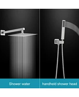 Greenspring -Spray Patterns With .5 Gpm in. Showerhead Wall Mounted Dual Shower Heads Valve Brushed Nickel