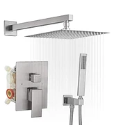 Greenspring -Spray Patterns With .5 Gpm in. Showerhead Wall Mounted Dual Shower Heads Valve Brushed Nickel