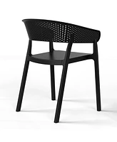 WestinTrends Outdoor Modern Stackable Plastic Resin Patio Dining Armchair (Set of 2