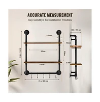 Slickblue Wall-Mount Industrial Pipe Shelf 2 Tier for Kitchen Bedroom or Office Storage