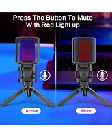 ZealSound Gaming Usb Microphone for Pc,Rgb Condenser Computer Mic w/ Tripod Stand,Gain Control for Gaming,Streaming,Podcasting,Asmr,Cardioid Mic Kit
