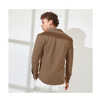 Campus Sutra Men's Chocolate Brown Cubic-Textured Shirt