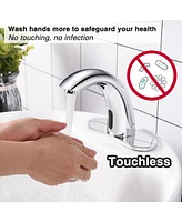 Aquaterior 5" Touchless Bathroom Faucet with Rectangle Vessel Sink Brush Chrome