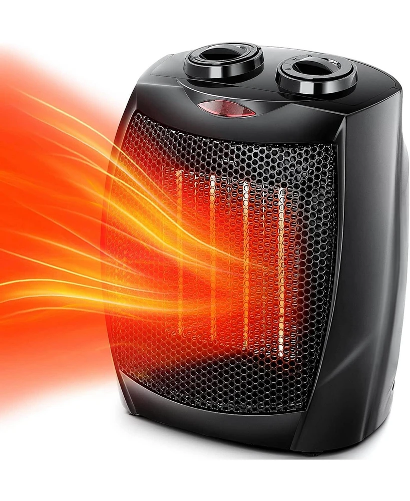 Zafro Portable Space Heater, 750W/1500W Ceramic Fan, Adjustable Thermostat, Energy-Efficient, Safe, Quiet, Quick Heating for Home & Office