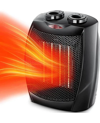 Zafro Portable Space Heater, 750W/1500W Ceramic Fan, Adjustable Thermostat, Energy-Efficient, Safe, Quiet, Quick Heating for Home & Office
