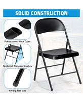 Sugift 4-Pack Heavy Duty Folding Chairs – 450lb Capacity Commercial-Grade Steel Frame Chairs for Events, Parties & Offices (Black)