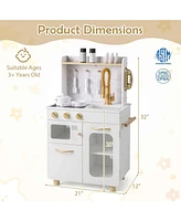 Slickblue Kids Kitchen Set Pretend Play Kitchen with Stoves Faucet Sink Telephone Microwave and Oven