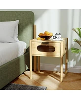 Slickblue Square Tall Nightstand End Table with Decorative Drawer for Stylish Bedroom Storage and Accent