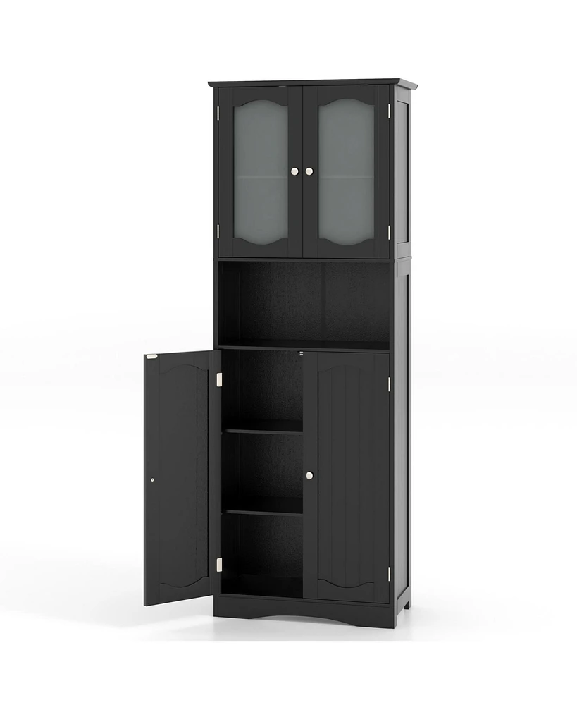 Slickblue Bathroom Storage Cabinet with Frost Glass Doors and Shelves