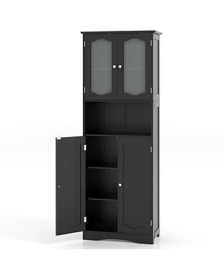 Slickblue Bathroom Storage Cabinet with Frost Glass Doors and Shelves