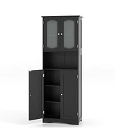 Slickblue Bathroom Storage Cabinet with Frost Glass Doors and Shelves