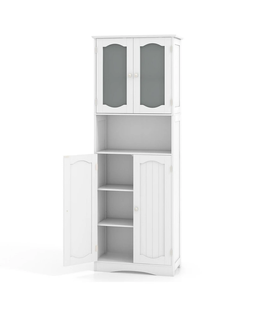 Slickblue Bathroom Storage Cabinet with Frost Glass Doors and Shelves
