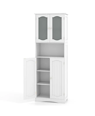 Slickblue Bathroom Storage Cabinet with Frost Glass Doors and Shelves