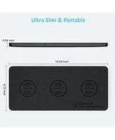 ZealSound Wireless Charging Pad Ultra-Slim Triple Charger Station for Multiple 3 Device & New Airpods Ultra Slim Pu Leather Mat W/Ac Adapter for Phone