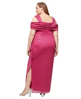 Alex Evenings Plus Draped Cold-Shoulder Dress