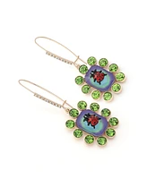 Betsey Johnson Faux Stone Backyard Ladybug Dangle Drop Earrings