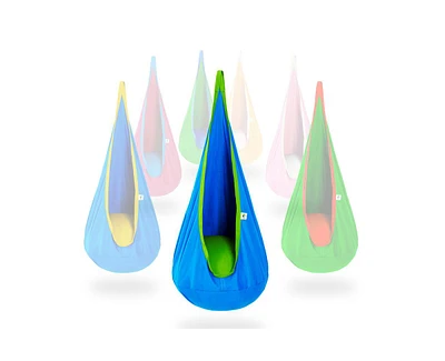 Outree Cotton Kids Pod Swing Seat Blue Pink and Blue,Sensory for Indoor Outdoor