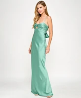 Seni & Cade Women's Satin Tiered Cowl-Neck Gown