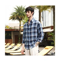 Campus Sutra Men's Navy Blue & Off-White Multi-Checkered Shirt