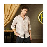 Campus Sutra Men's Saltbox Beige Faded Strokes Shirt