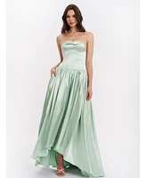 Miss Circle Women's Lael Mint Green Back Button Trailing Gown