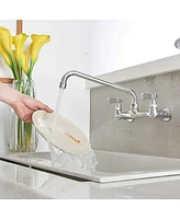 Greenspring 2-Handle Wall Mount Kitchen Faucet With 12 Inch Swivel Spout 8" Center In Polished Chrome