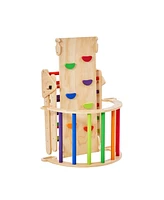 Slickblue Toddler Wooden Pikler Triangle Set 5 1 Climbing Gym with Ramp and Arch Indoor