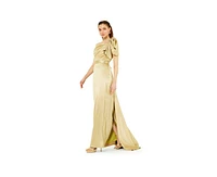 Amri Women's One Shoulder Draped Sleeve Gown
