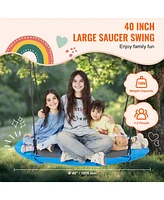 Slickblue Toddler Oxford Fabric Tree Saucer Swing Outdoor Hanging for Backyard and Garden