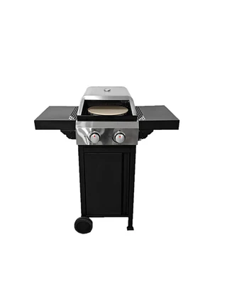 Mondawe 2 Burner 24,600 Btu Gas Grill with Pizza Oven and wheels