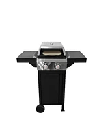 Mondawe 2 Burner 24,600 Btu Gas Grill with Pizza Oven and wheels
