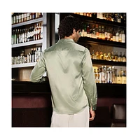 Campus Sutra Men's Sage Green Solid Satin Shirt