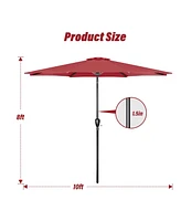 Flynama One 10' Patio Umbrella Outdoor Table Market Yard Umbrella with Push Button Tilt/Crank