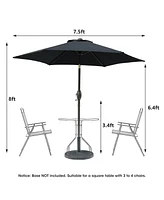 7.5ft 7.5ft Patio Umbrella with Crank and Push Button Tilt, Outdoor Table Market Umbrella with Aluminum Pole